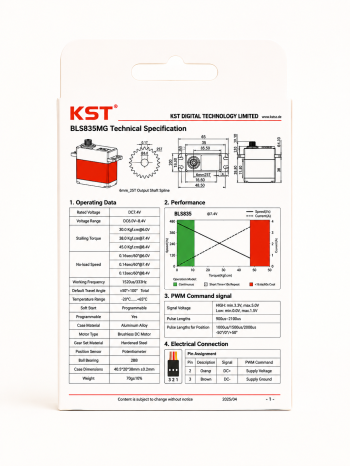KST BLS835MG – 45 kg High-Performance Brushless HV Servo