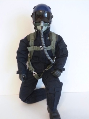 SCALE Full-Body Jet Pilot 1/6 BLAU Kopf drehbar (mit HITEC HIGH VOLTAGE SERVO)