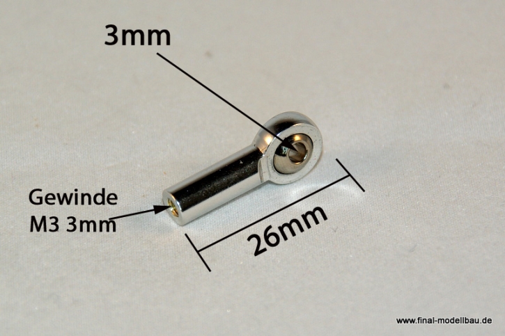 Kugelkopf Metall silber 26mm M3